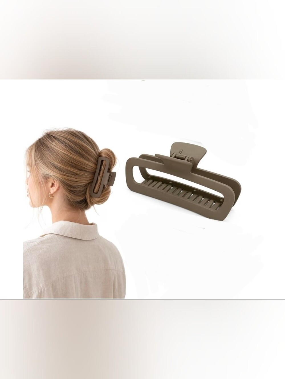 Metallic Champagne Rectangle Extra Large Hair Claw Clip BNIB